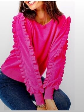 Lilly Pulitzer Georgetta Cashmere Ruffle Sleeve Sweater